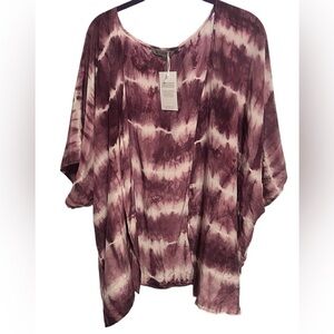 Batik Boutique NWT 100% silk pink/purple and white tie dye kimono